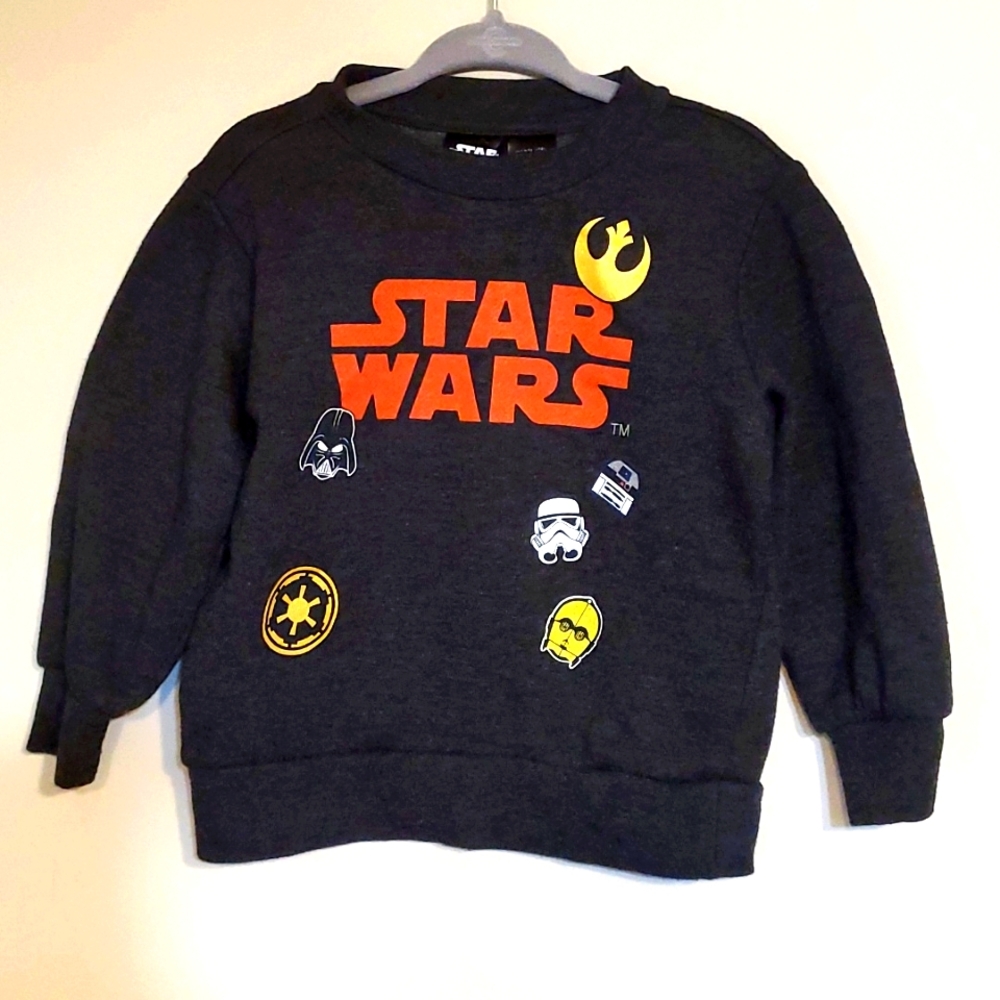 Star Wars Gray Sweatshirt with Darth Vader, R2-D2, a Stormtrooper and C3-PO, 2T